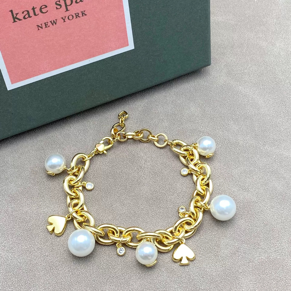 kate spade Chunky Chain Heart Pearl Multi Pendant Bracelet